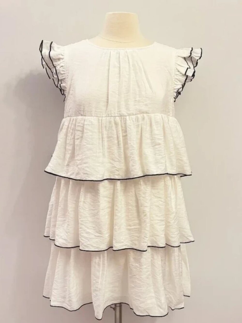 English Factory white ruffle contrast babydoll dress size Medium NWT
